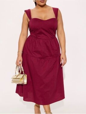 Sleeveless Burgundy Midi Dress - Brand